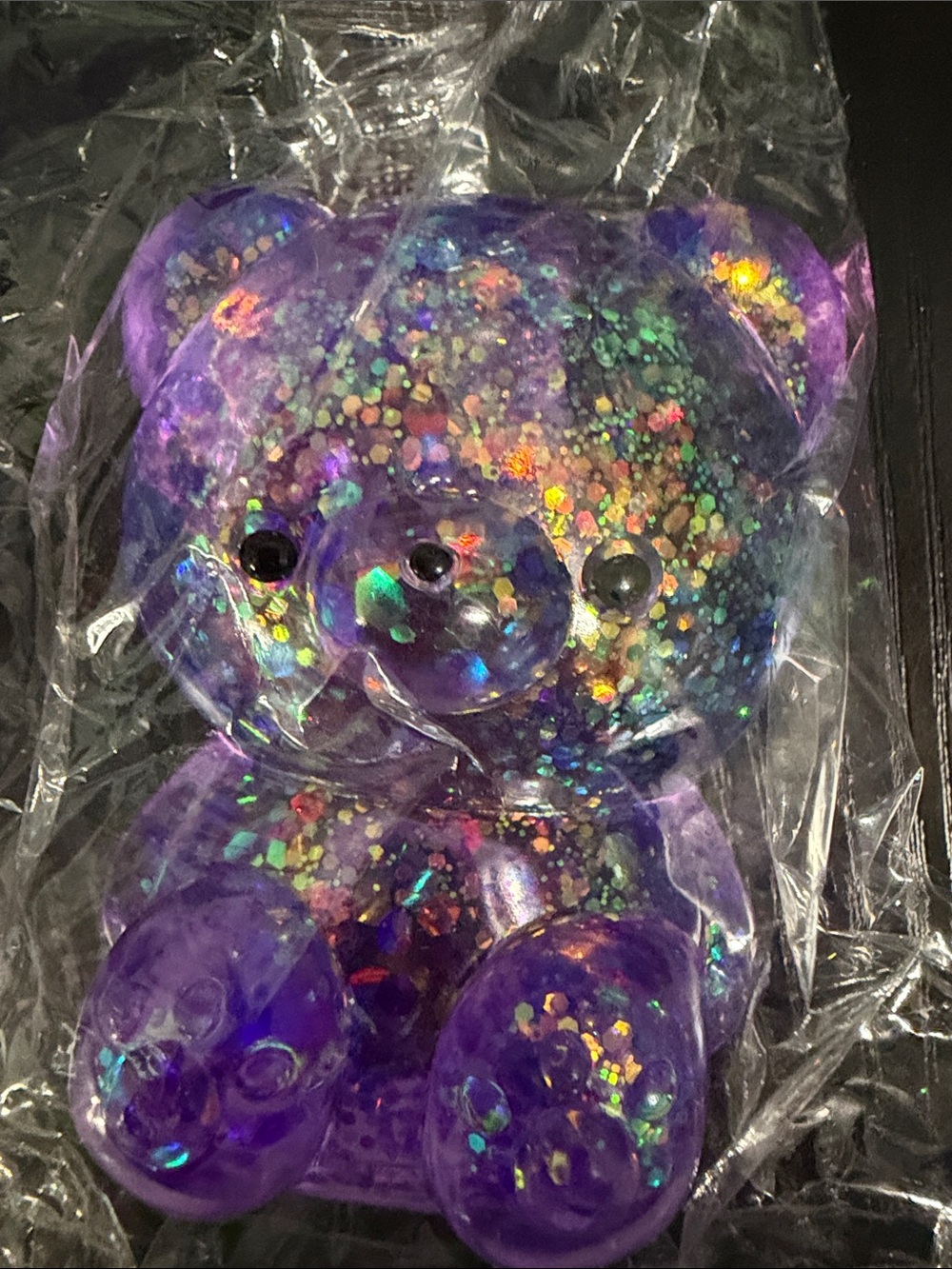Purple Glitter Squishy Bear, 3inches